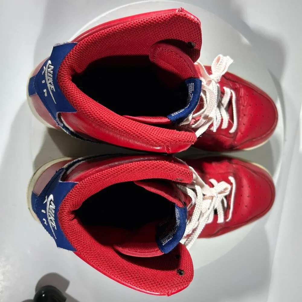 Nike Air Force 1 High Top Red Shoes Mens Size 10 Chenille Swoosh Sneakers AF1 BF - Picture 10 of 12